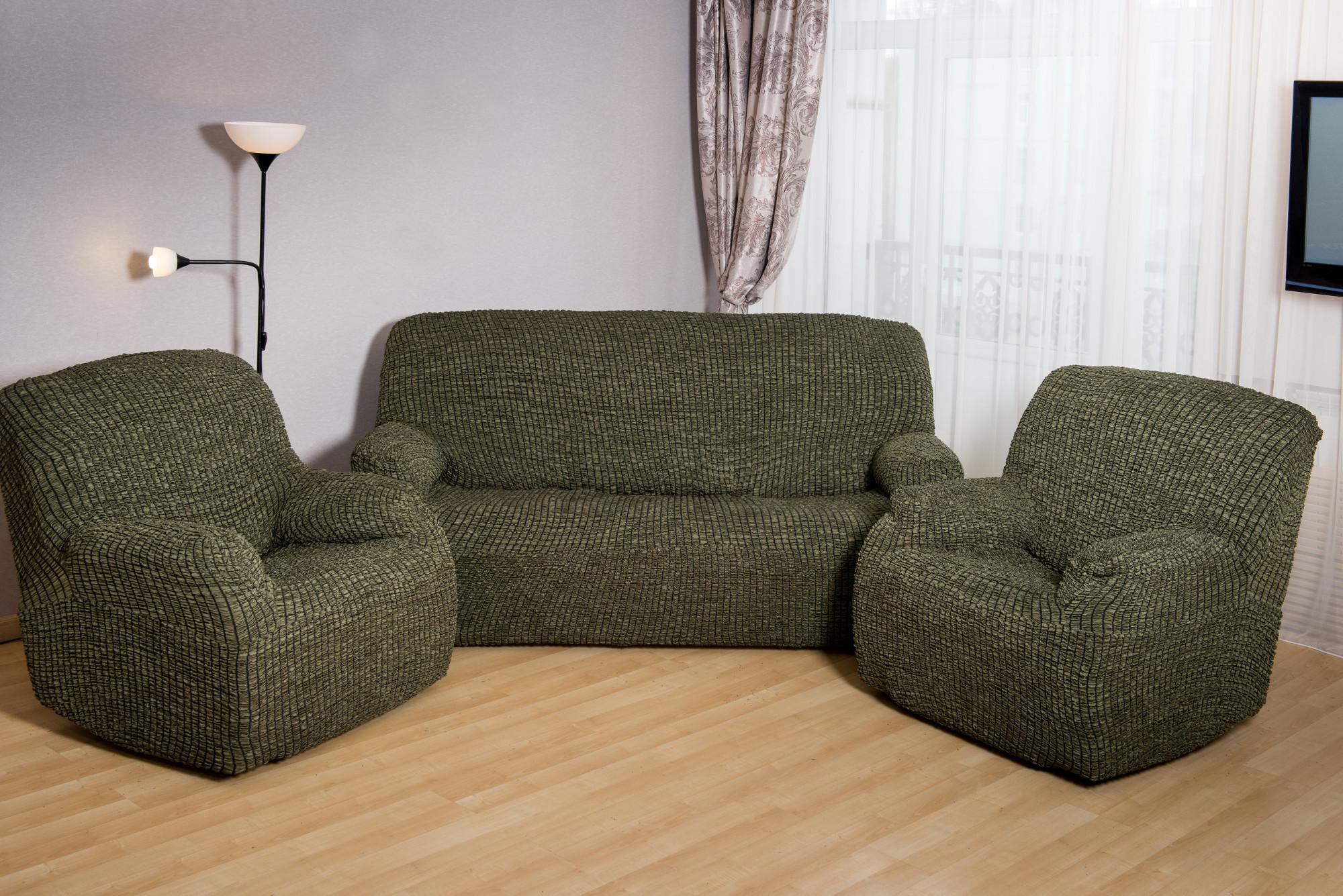 Чехлы без оборки на диван и 2 кресла 