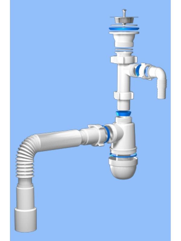 Сифон для мойки с отводом для подключения бытовой техники Ани Пласт ...