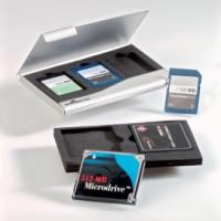 Футляр для карты памяти на 2 и 3 карты, металлический, 2 мягкие вставки