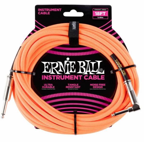 Кабель инструментальный Ernie Ball 6084, цвет: оранжевый неон, 5,49 м