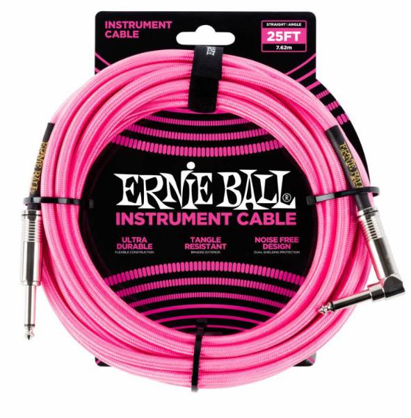 Кабель инструментальный Ernie Ball 6065, цвет: розовый неон, 7,62 м