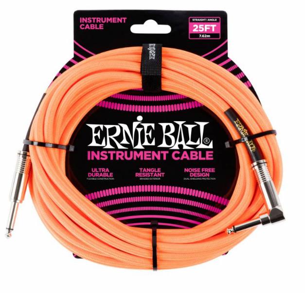 Кабель инструментальный Ernie Ball 6067, цвет: оранжевый неон, 7,62 м