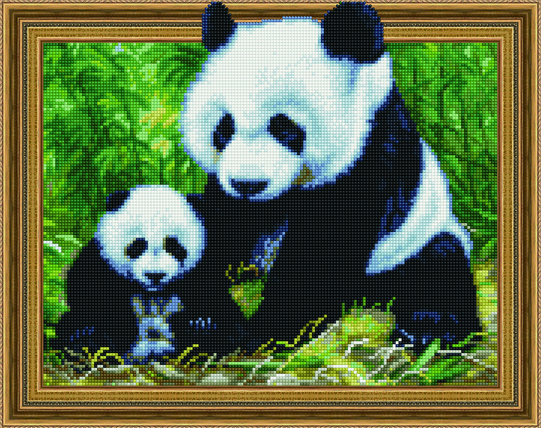 Алмазная мозаика Панда с детенышем