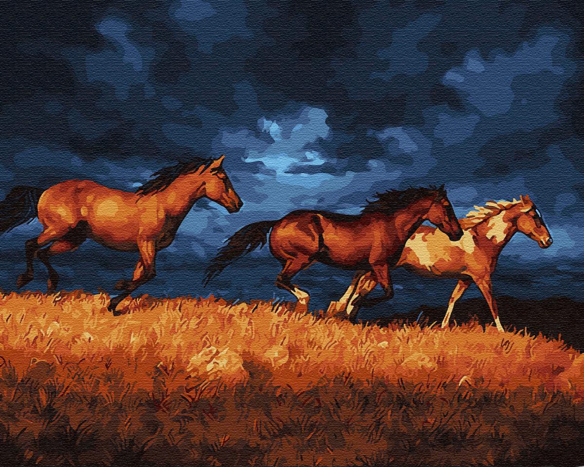Картина лошадь на закате