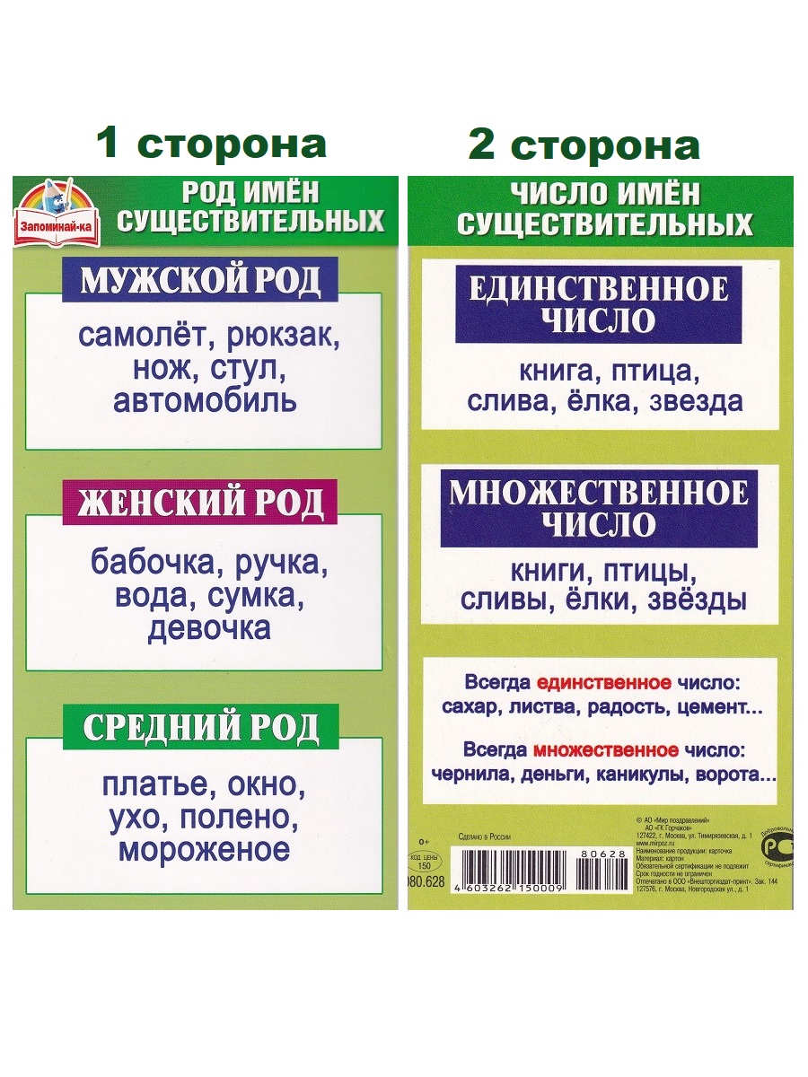 Карточки-шпаргалки для начальных классов (набор 11 шт) - Бук-сток