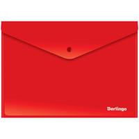 Папка-конверт на кнопке "Berlingo", А4, 180 мкм, красная