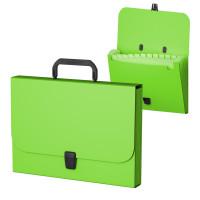 Портфель с 12 отделениями "Neon", А4, зеленый (в пакете)