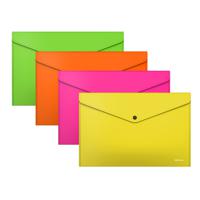 Папка-конверт на кнопке "Glossy Neon", полупрозрачная, A4