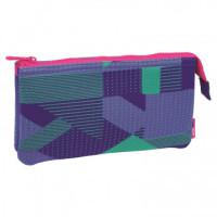 Пенал "Knit", 3 отделения, 22x11x6,5 см, фиолетовый