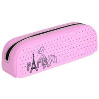 Пенал на молнии "Pink Paris", мягкий силикон, 200x50x60 мм