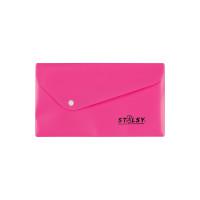 Папка-конверт на кнопке Stilsy "Travel size", 13х23 см, неоновые цвета (цвет: розовый), арт. ST 231203