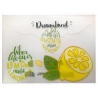 Папка-конверт на кнопке "Dreamland. Лимон", А4, 180 мкм