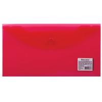 Комплект папок-конвертов с кнопкой Brauberg 250х135 мм, 150 мкм, цвет: красный (в комплекте 10 папок) (количество товаров в комплекте: 10)