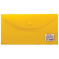 Комплект папок-конвертов с кнопкой Brauberg 250х135 мм, 150 мкм, цвет: желтый (в комплекте 10 папок) (количество товаров в комплекте: 10)