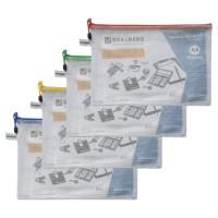 Комплект папок-конвертов на молнии Brauberg "Segment", А4, 335х243 мм, ПВХ (в комплекте 12 папок) (количество товаров в комплекте: 12)