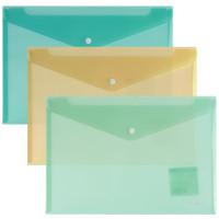 Комплект папок-конвертов с кнопкой "Envelope", А4, до 100 листов, 180 мкм, пастель (в комплекте 24 папки) (количество товаров в комплекте: 24)