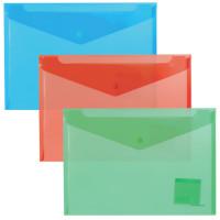 Комплект папок-конвертов с кнопкой "Envelope", А4, до 100 листов, 180 мкм (в комплекте 24 папки) (количество товаров в комплекте: 24)