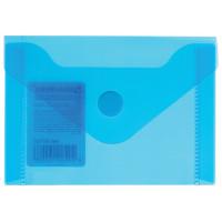 Комплект папок-конвертов с кнопкой "Brauberg", А7, цвет прозрачный синий (в комплекте 20 папок) (количество товаров в комплекте: 20)