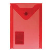 Комплект папок-конвертов с кнопкой "Brauberg", А6, цвет прозрачный красный (в комплекте 10 папок) (количество товаров в комплекте: 10)
