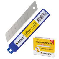 Комплект лезвий для ножей "Brauberg", 18 мм, толщина лезвия 0,5 мм (в комплекте 10 упаковок по 10 лезвий) (количество товаров в комплекте: 10)