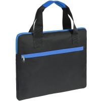 Конференц-сумка "Unit Сontour", черная с синей отделкой