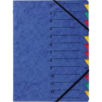 Папка-разделитель на резинках "Pagna", картон, А4, синяя, 12 разделов