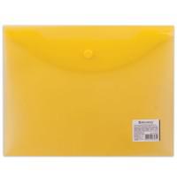 Папка-конверт с кнопкой "Brauberg", А5, 240x190 мм, 150 мкм, прозрачная, желтая