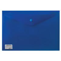 Папка-конверт с кнопкой "Brauberg", А4, плотная, 200 мкм, до 100 листов, непрозрачная, синяя