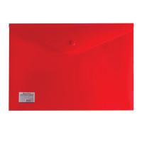 Папка-конверт с кнопкой "Brauberg", А4, плотная, 200 мкм, до 100 листов, непрозрачная, красная