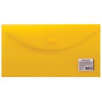 Папка-конверт с кнопкой "Brauberg", 250x135 мм, 150 мкм, цвет тонированный желтый