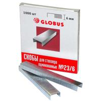 Скобы для степлера "Globus", №23/6, оцинкованные, 2-30 листов, 1000 штук