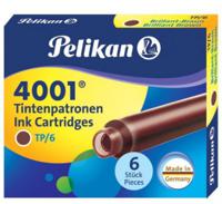 Картридж Pelikan INK 4001 TP/6 (311928) Brilliant Brown, чернила для ручек перьевых, 6 штук