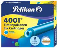 Картридж Pelikan INK 4001 TP/6 (301705) бирюзовые, чернила для ручек перьевых, 6 штук