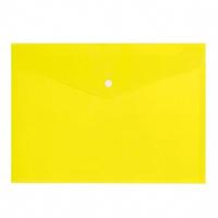 Папка-конверт на кнопке, 0,15 мм, А4, желтая