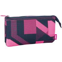 Пенал-косметичка "Knit", 3 отделения, 220x120x40 мм, розовый