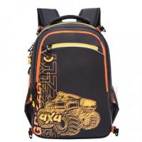 Рюкзак школьный с мешком для обуви, цвет черный + оранжевый (арт. RB-864-2/1)