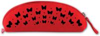 Пенал школьный "Черные бабочки на красном", 20x3,5x7 см