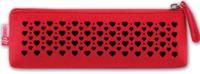 Пенал школьный "Черные сердца на красном", 20x5,5x5,5 см
