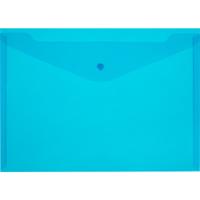 Папка-конверт на кнопке, А4, цвет прозрачный синий, 0,18 мм, 10 штук