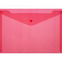 Папка-конверт на кнопке, А4, цвет прозрачный красный, 0,18 мм, 10 штук