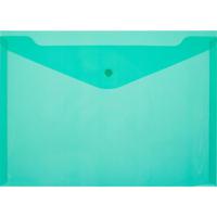 Папка-конверт на кнопке, А4, цвет прозрачный зеленый, 0,18 мм, 10 штук