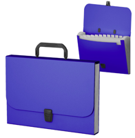 Папка-портфель "Classic", А4, с 12 отделениями, синяя