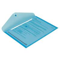 Папка-конверт с кнопкой, А4, прозрачный синий