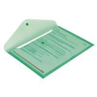 Папка-конверт с кнопкой, А4, прозрачный зеленый