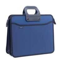 Папка-портфель пластиковая, А4, синяя (390x320 мм, 4 отделения, усиленная ручка)