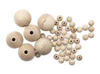 Бусины деревянные Glorex, цвет: неокрашенный, 48 штук, размер: 10-30 мм, арт. 7730583