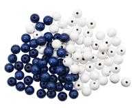 Бусины деревянные Glorex, цвет: белый, голубой, 94 штуки, размер: 10 мм, арт. 7730618