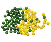 Бусины деревянные Glorex, цвет: зеленый, желтый, 94 штуки, размер: 10 мм, арт. 7730615