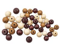 Бусины деревянные Glorex, цвет: коричневый микс, 42 штуки, размер: 12-15 мм, арт. 7730596
