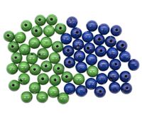 Бусины деревянные Glorex, цвет: зеленый, голубой, 56 штук, размер: 12 мм, арт. 7730619